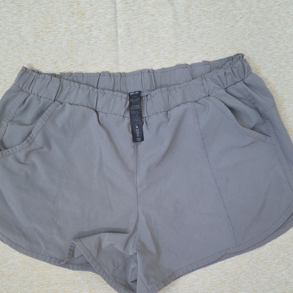 RBX Gray Athletic Shorts with Elastic Waistband